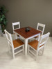 Dřevěný jídelní stůl bílo-hnědý se 4 židlemi